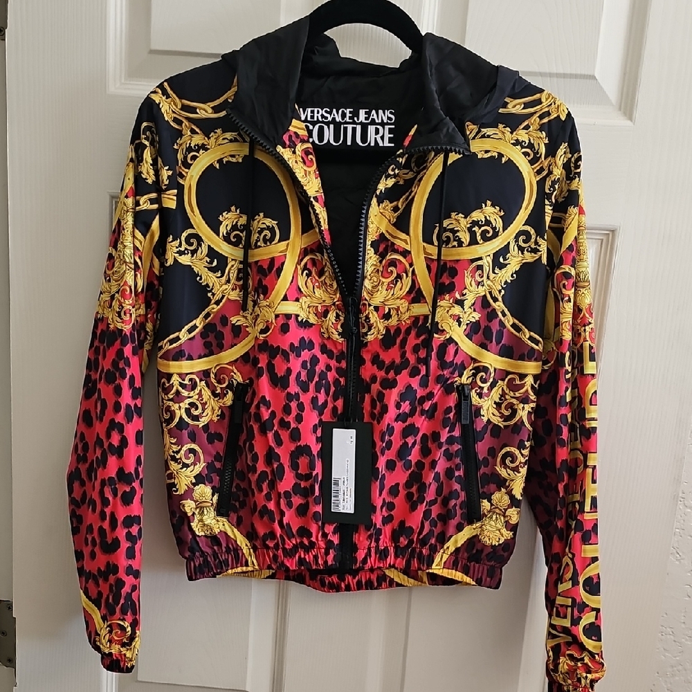 Versace Jeans Couture Collection Black and Gold Bomber Jacket
